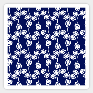 Navy and White Floral Pattern Sticker